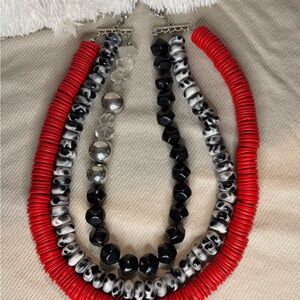 Sassy Jones Red and Black Layered Necklace